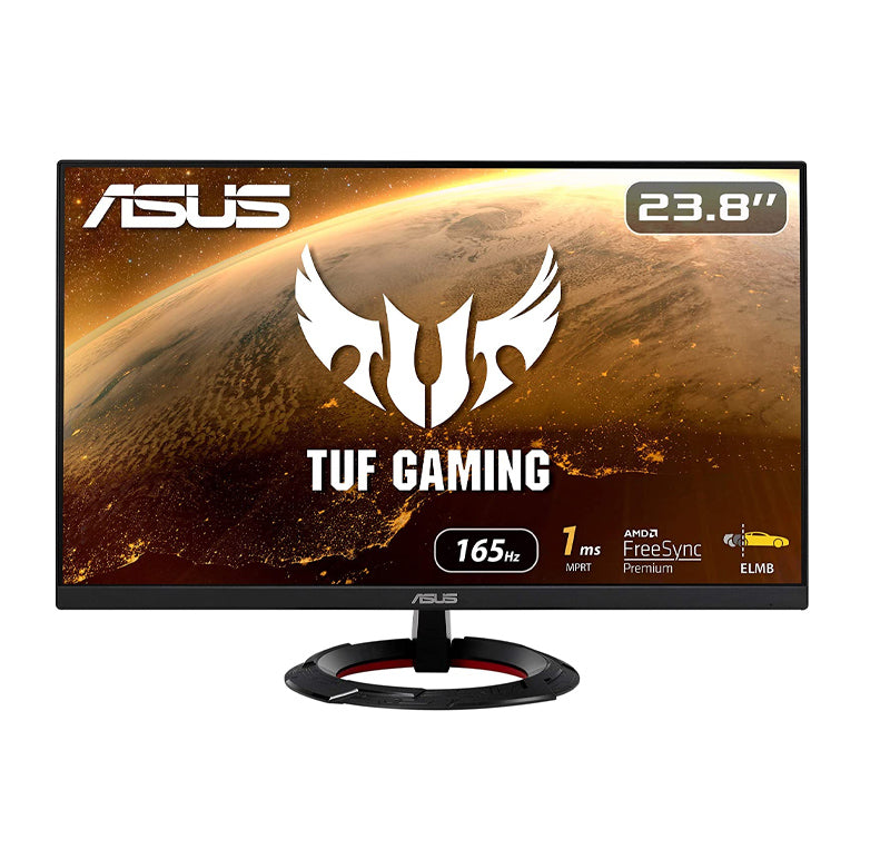 ASUS TUF Gaming 23.8” 1080P Monitor (VG249Q1R) - Full HD, IPS, 165Hz (Supports 144Hz), 1ms, Extreme Low Motion Blur, Speaker, FreeSync™ Premium, Shadow Boost, VESA Mountable, DisplayPort, HDMI