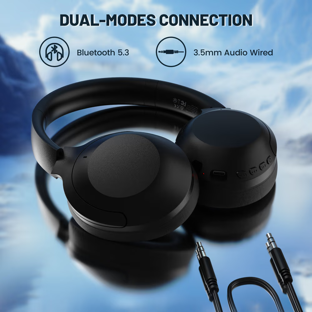 ATTACK SHARK G300 ANC Wireless Headphones, Active Noise Cancelling, Foldable Ultra-Light Design, 40mm Neodymium Drivers, & Dual-Mode Connectivity, Black