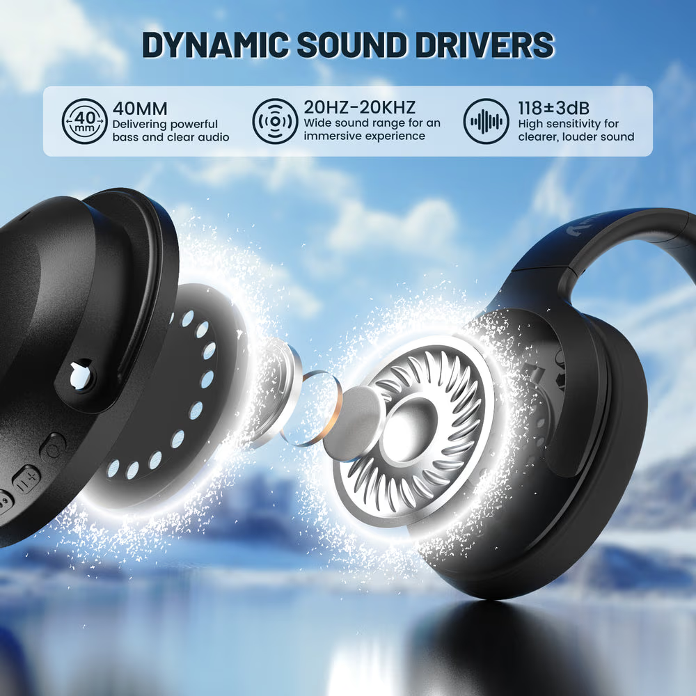 ATTACK SHARK G300 ANC Wireless Headphones, Active Noise Cancelling, Foldable Ultra-Light Design, 40mm Neodymium Drivers, & Dual-Mode Connectivity, Black