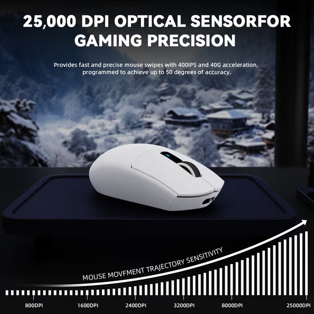 ATTACK SHARK G3 Pro Wireless Gaming Mouse with Magnetic Charging Dock, 59g Ultra-Lightweight, PAW3311 25K DPI Sensor, Omron 100M Switches, & Tri-Mode, White
