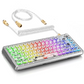 ATTACK SHARK K75 Transparent Mechanical Keyboard, Wired, TKL Gasket Mount, QMK/VIA Support, & Custom Coiled Cable, White
