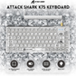 ATTACK SHARK K75 Transparent Mechanical Keyboard, Wired, TKL Gasket Mount, QMK/VIA Support, & Custom Coiled Cable, White