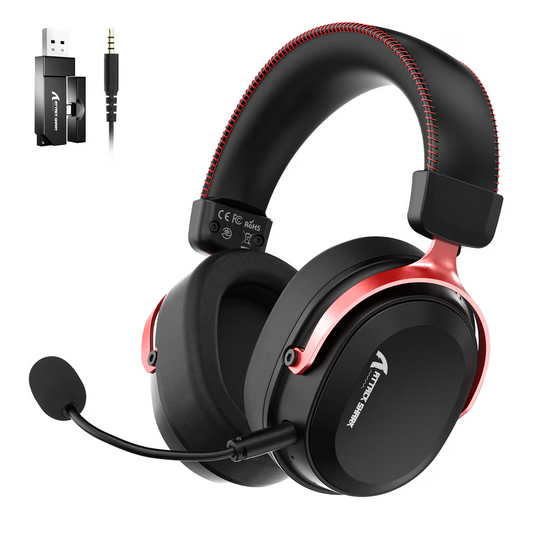 ATTACK SHARK L30 PRO Wireless Gaming Headset, Tri-Mode (2.4G/BT/Wired) | Black & Red Games Corner 