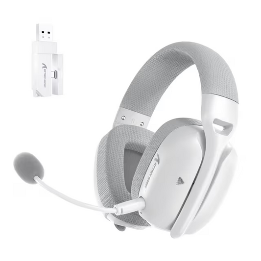 ATTACK SHARK L80 PRO Wireless Gaming Headset, 20ms Ultra-Low Latency, 203g Featherweight Design, Dual Mics, & Tri-Mode Connectivity, White Games Corner 