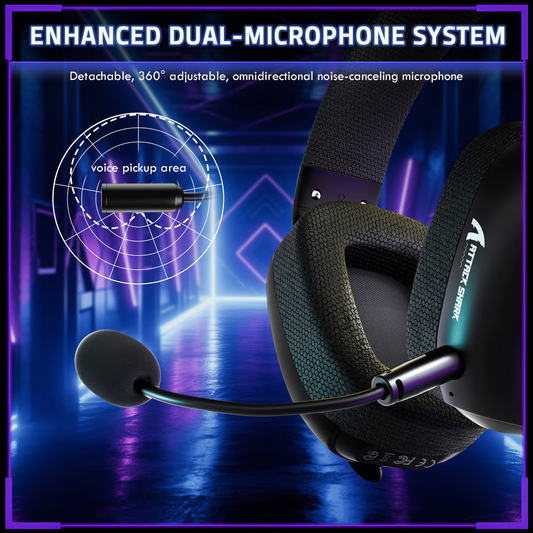 ATTACK SHARK L80 PRO Wireless Gaming Headset, 20ms Ultra-Low Latency, 203g Featherweight Design, Dual Mics, & Tri-Mode Connectivity, Black Games Corner 