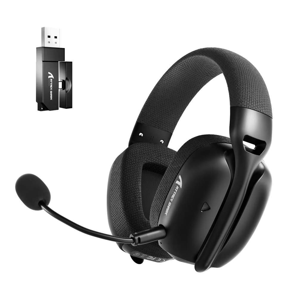 ATTACK SHARK L80 PRO Wireless Gaming Headset, 20ms Ultra-Low Latency, 203g Featherweight Design, Dual Mics, & Tri-Mode Connectivity, Black