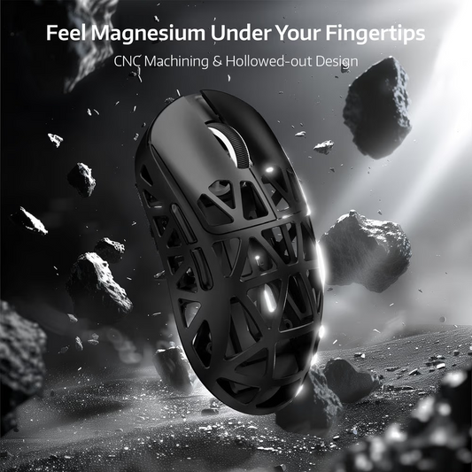 ATTACK SHARK R2 Magnesium Alloy Wireless Gaming Mouse, 45g Superlight, 8K Polling, (Not Include the Charging Dock), PAW3950 Flagship Sensor, & 42,000 DPI, Iridescent, Black Games Corner 