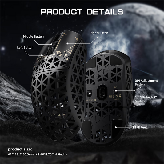 ATTACK SHARK R5 Ultra Carbon Fiber Wireless Gaming Mouse, 39g World-Class Superlight, 8K Polling, 42,000 DPI PAW3950MAX Sensor, Black Games Corner 