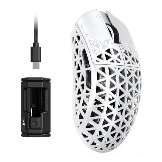 ATTACK SHARK R5 Ultra Carbon Fiber Wireless Gaming Mouse, 39g World-Class Superlight, 8K Polling, 42,000 DPI PAW3950MAX Sensor, White Games Corner 