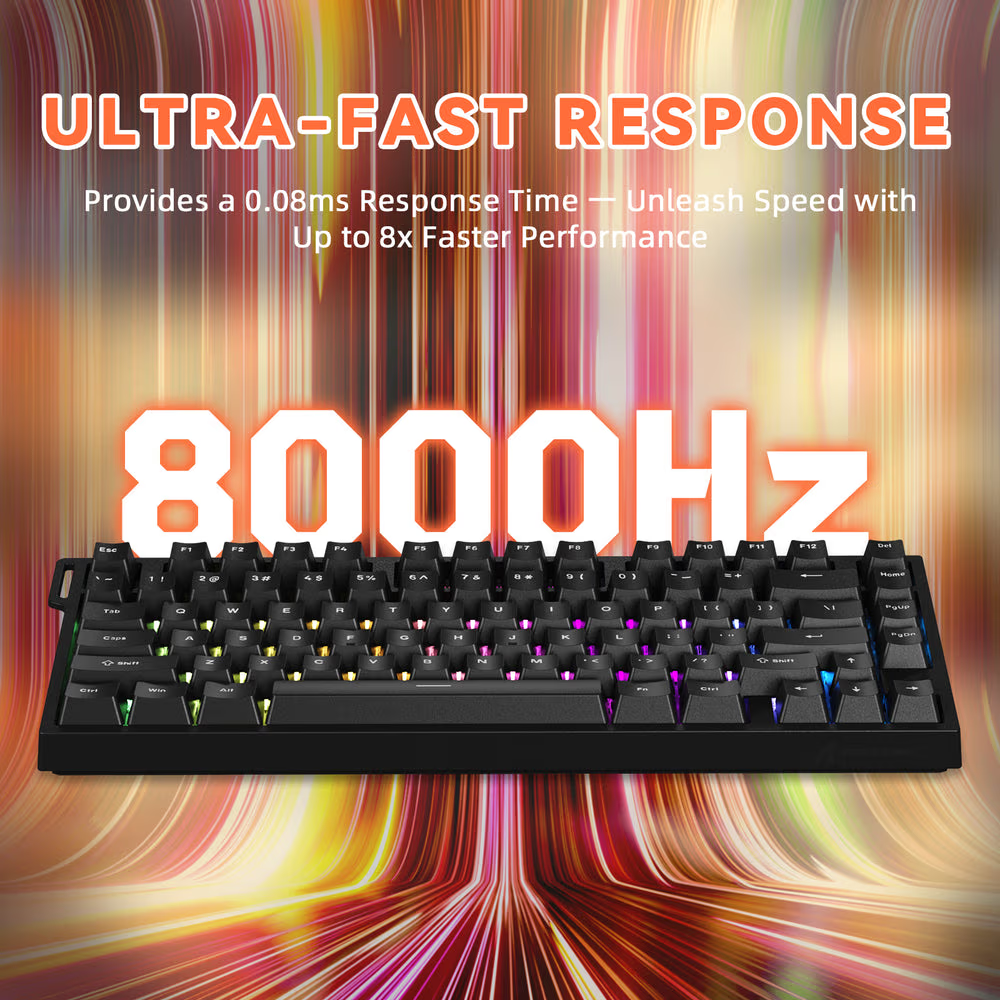 ATTACK SHARK R82 HE Magnetic Switch Gaming Keyboard, 75% Wired, 8KHz Polling, 0.005mm Rapid Trigger Accuracy, & Snap Tap Support, Black