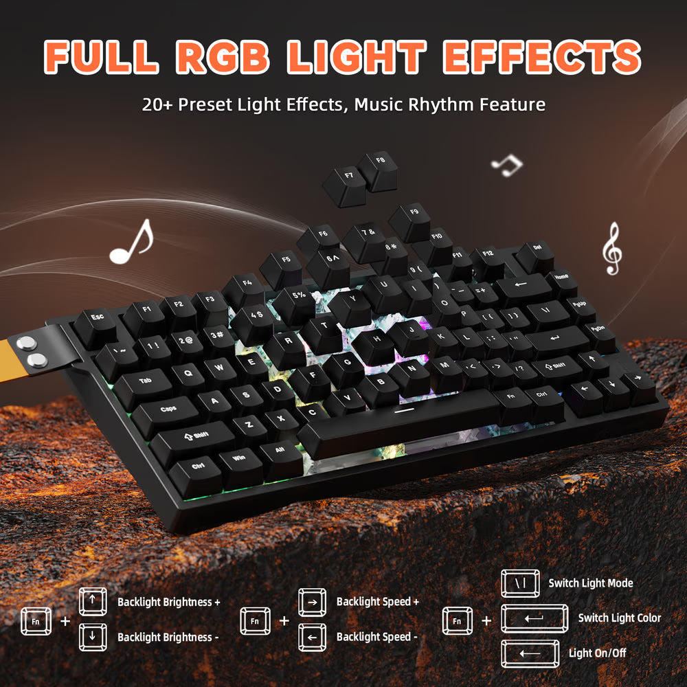 ATTACK SHARK R82 HE Magnetic Switch Gaming Keyboard, 75% Wired, 8KHz Polling, 0.005mm Rapid Trigger Accuracy, & Snap Tap Support, Black