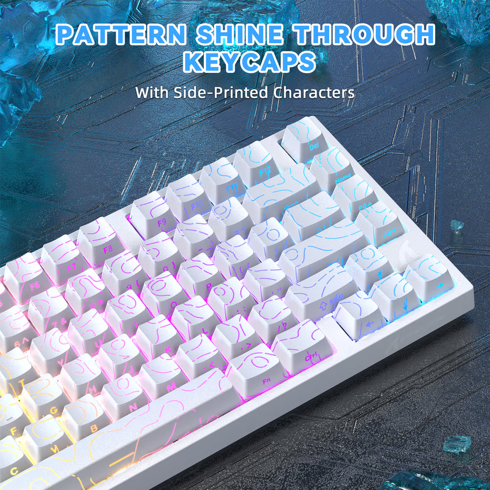 ATTACK SHARK R82 HE Magnetic Switch Gaming Keyboard, 75% Wired, 8KHz Polling, 0.005mm Rapid Trigger Accuracy, & Snap Tap Support, White Contours