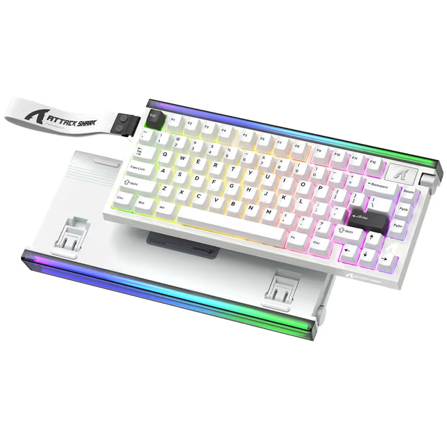 ATTACK SHARK R85 HE Magnetic Switch Gaming Keyboard, 75% Wired, 8KHz Polling, 0.005mm Rapid Trigger Accuracy, & Custom RGB Lightbox, White