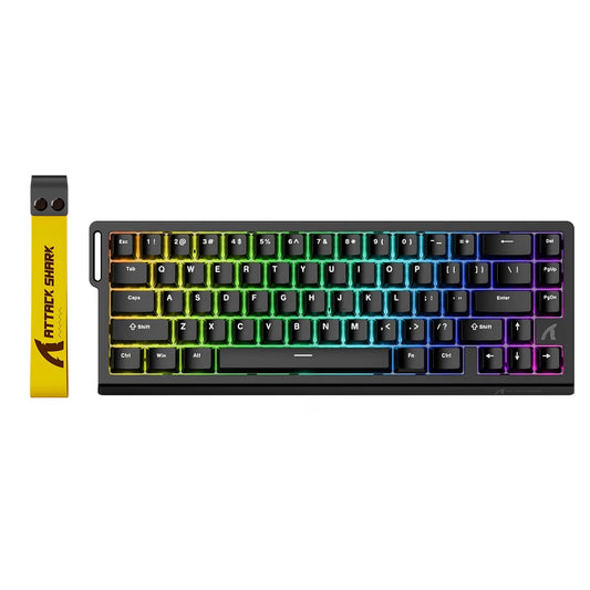 ATTACK SHARK X68 HE Magnetic Switch Gaming Keyboard, 66 Keys Compact Layout, 8000Hz Polling Rate, 0.01mm Rapid Trigger, Tri-Mode RGB, Black | X68 HE Games Corner 