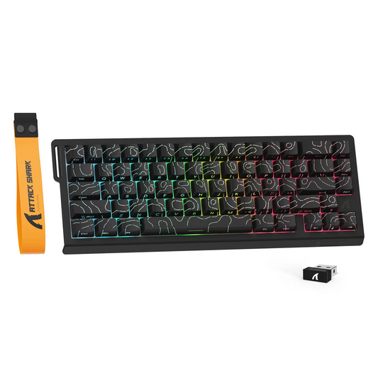 ATTACK SHARK X68 PRO HE Wireless Magnetic Gaming Keyboard, 60% Ultra-Compact Tri-Mode, 8KHz Polling, & 0.01mm Rapid Trigger, Black Contour Line Games Corner 