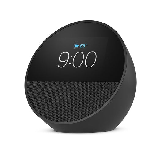 All-new Amazon Echo Spot (2024 release), Smart alarm clock with vibrant sound + Alexa, Black