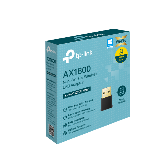 TP-Link Archer TX20U Nano AX1800 Dual Band Wi-Fi 6 Wireless USB Adapter USB Adapter