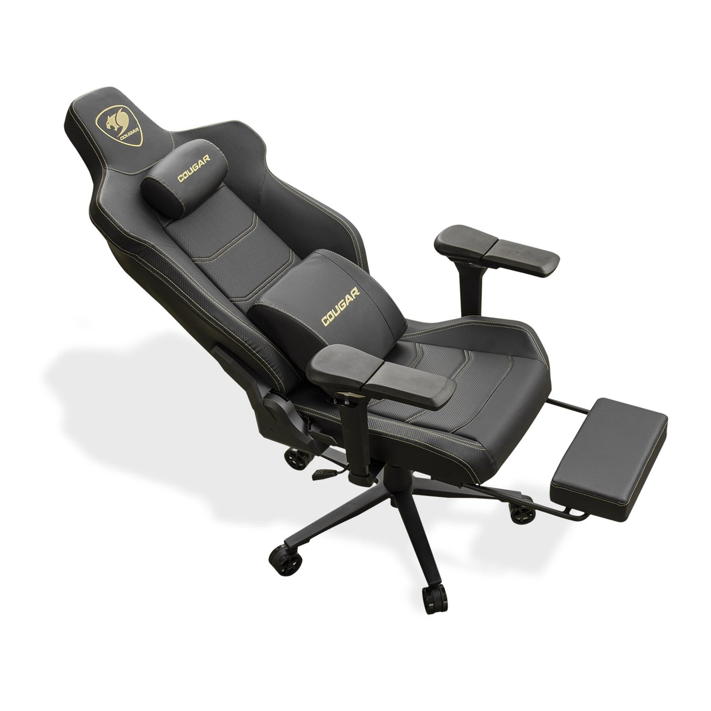 COUGAR Armor EVO M Gaming Chair with Breathable Premium PVC Leather, 5D Adjustable Armrests, Retractable Footrest, Lumbar Cushion, Magnetic Neck Pillow Foam,Gold