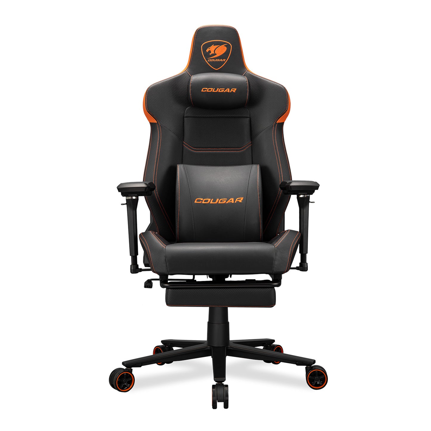 COUGAR Armor EVO M Gaming Chair with Breathable Premium PVC Leather, 5D Adjustable Armrests, Retractable Footrest, Lumbar Cushion, Magnetic Neck Pillow Foam,Orange