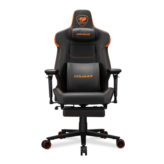 COUGAR Armor EVO M Gaming Chair with Breathable Premium PVC Leather, 5D Adjustable Armrests, Retractable Footrest, Lumbar Cushion, Magnetic Neck Pillow Foam,Orange