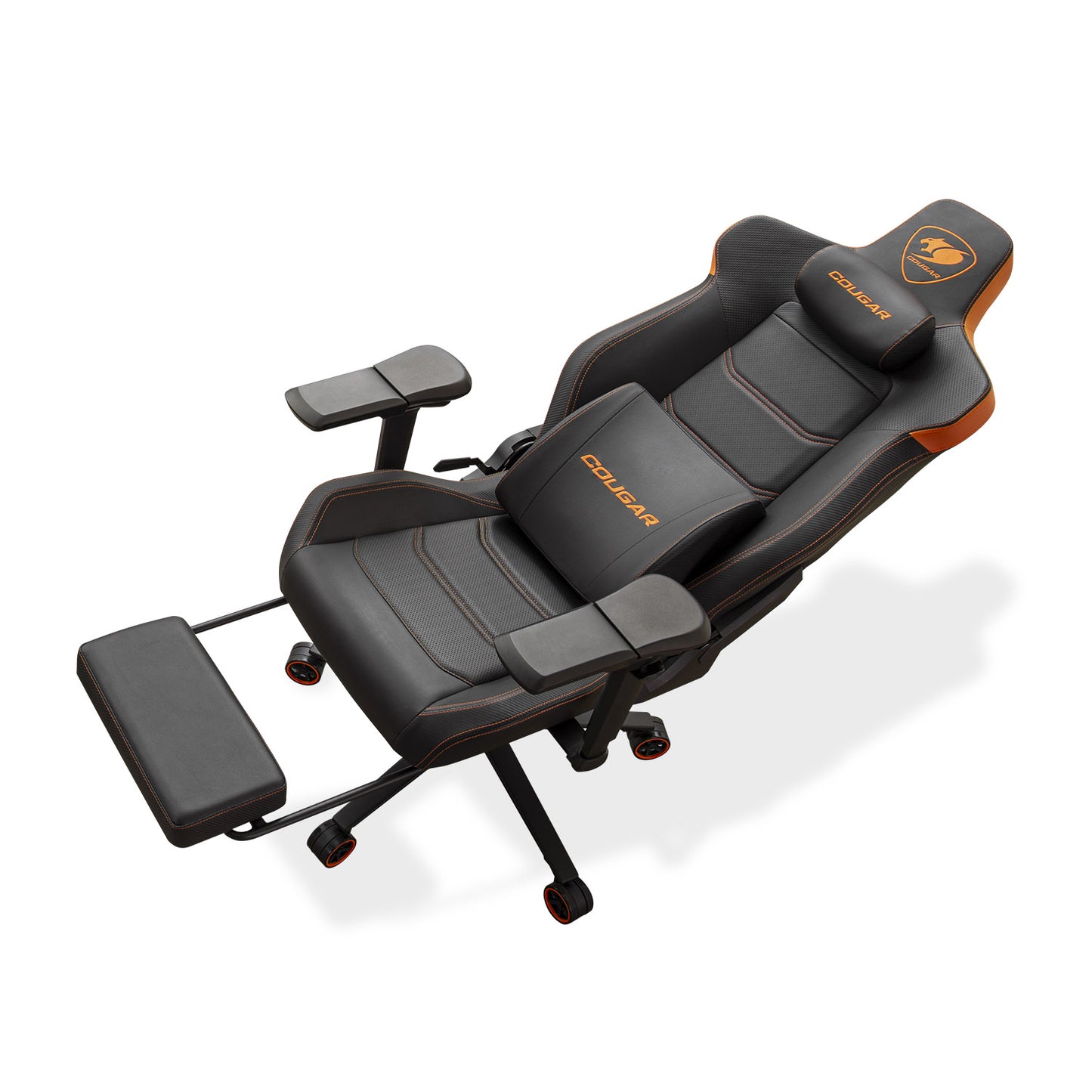 COUGAR Armor EVO M Gaming Chair with Breathable Premium PVC Leather, 5D Adjustable Armrests, Retractable Footrest, Lumbar Cushion, Magnetic Neck Pillow Foam,Orange