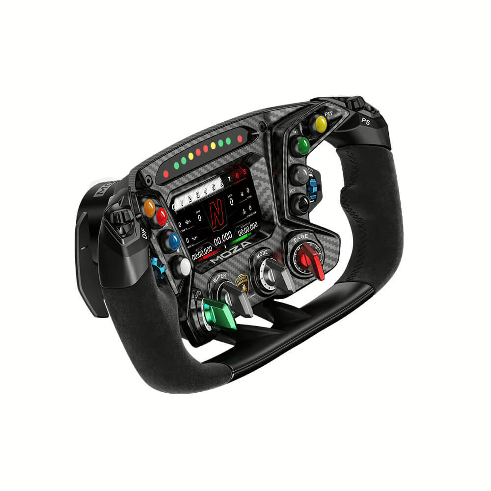 MOZA RS070 Lamborghini Essenza SCV12 Sim-Racing Steering Wheel, Officially Licensed, 4.3" Touch-Screen Dash, Carbon Fiber