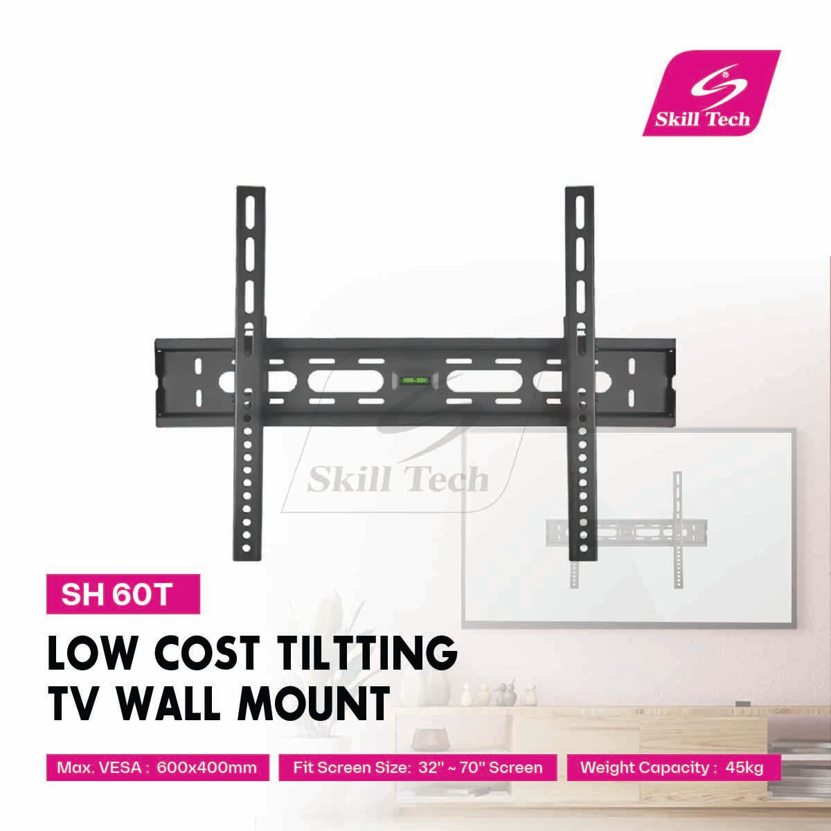 SH 60T Low Cost Tilting TV Wall Mount – Heavy-Duty Adjustable Bracket for LED/LCD TVs
