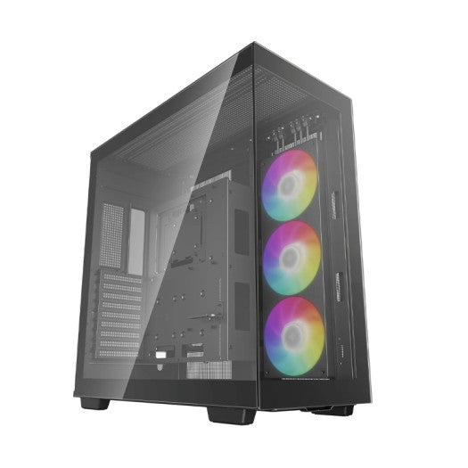 DEEPCOOL CH780 BLACK FULL TOWER ATX+ PC CASE, PANORAMIC TEMPERED GLASS, VERTICAL MOUNT & GEN 4 RISER CABLE, UP TO 420MM AIO, TRINITY 140MM ARGB FANS, TYPE-C, 4X USB 3.0, BLACK | R-CH780-BKADE41-G-