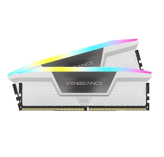 CORSAIR VENGEANCE RGB DDR5 RAM 32GB (2X16GB) 6400MHZ CL36 INTEL XMP ICUE COMPATIBLE COMPUTER MEMORY - WHITE (CMH32GX5M2B6400C36W)