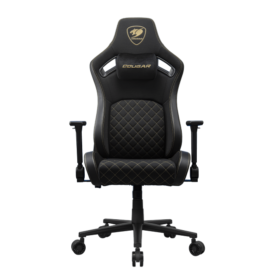 COUGAR Defensor Gold F Gaming Chair – PushBack Recline, 4D Folding Armrests, Hyper-Dura Leatherette, Ergonomic Design