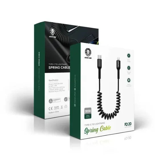 Green Lion Spring Cable Type-C To Lightning 1.5M – Black