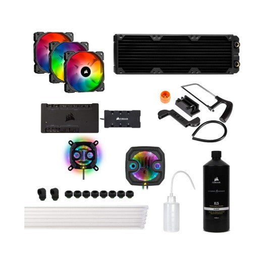 CORSAIR HYDRO X SERIES XH303I HARDLINE WATER COOLING KIT WITH/INCL XC7 CPU WATER BLOCK, XR5 360MM RADIATOR, XD3 PUMP RES AND ICUE SP120 RGB PRO FANS