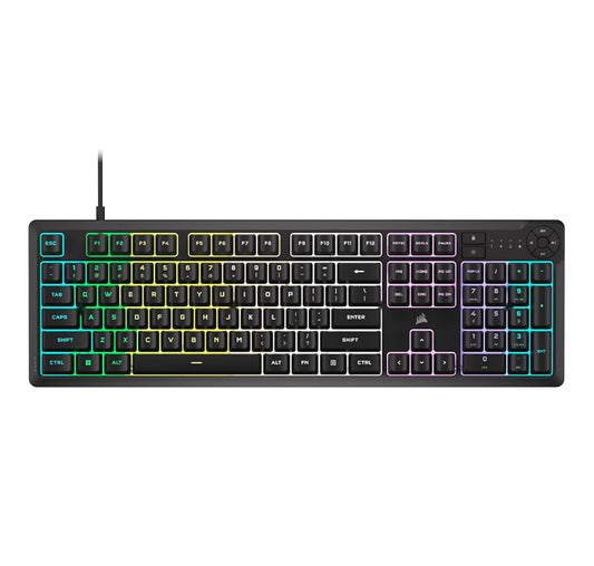 Corsair K55 CORE RGB Membrane Wired Gaming Keyboard – QWERTY US Layout – Quiet, Responsive Switches – Spill Resistance – Ten-Zone RGB – Media Keys – iCUE Compatible – PC, Mac – Black Games Corner 
