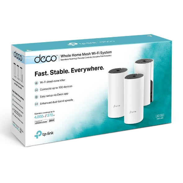 TP-Link Deco M4 AC1200 Dual Band Whole Home Mesh WiFi System (3-pack)