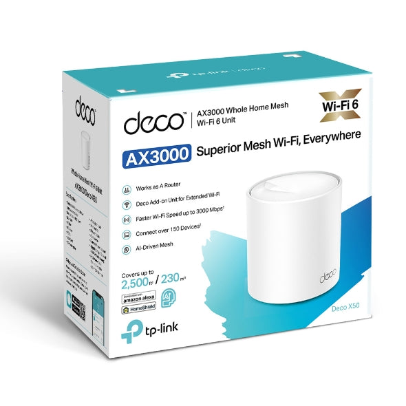 TP-Link Deco X50 AX3000 Whole Home Mesh WiFi 6 Unit (1-Pack)