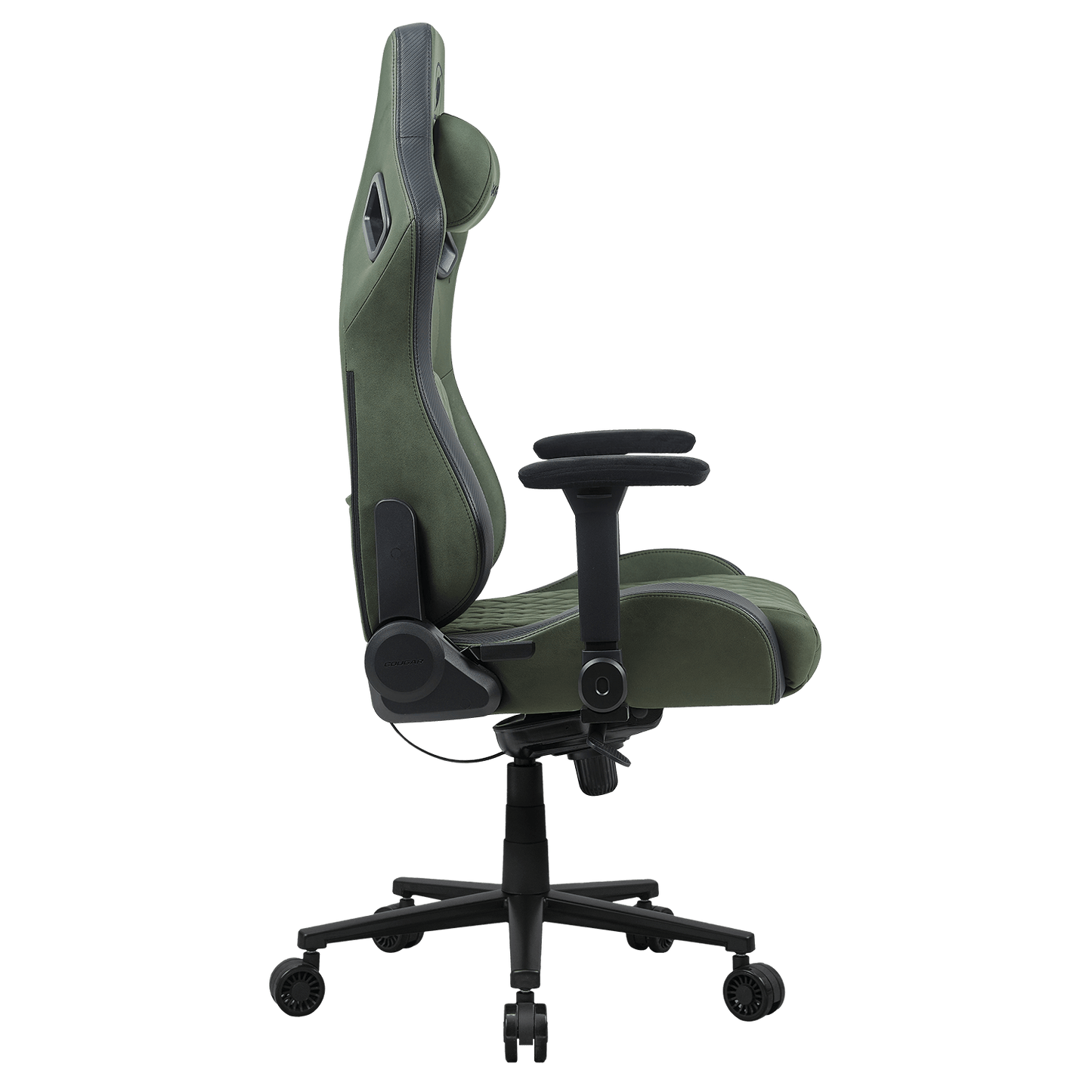 COUGAR Defensor S Gaming Chair Army Green F – PushBack Lumbar Support, 4D Folding Armrests, Magnetic Memory Foam Neck Pillow