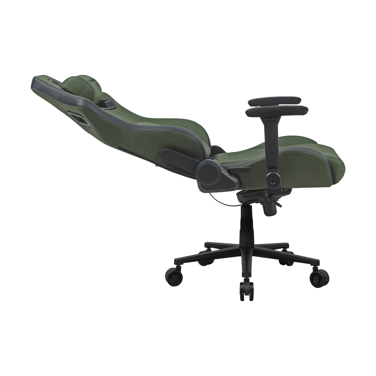 COUGAR Defensor S Gaming Chair Army Green F – PushBack Lumbar Support, 4D Folding Armrests, Magnetic Memory Foam Neck Pillow
