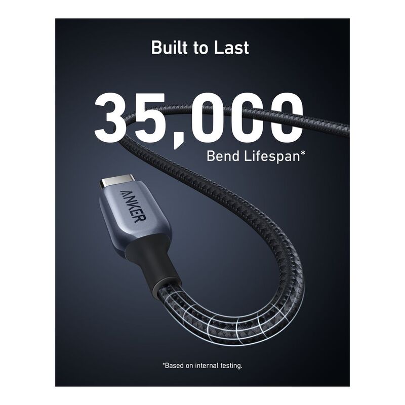 Anker 765 Usb-C To Usb-C Cable 140W 6Ft Nylon Gray, A8866HA1