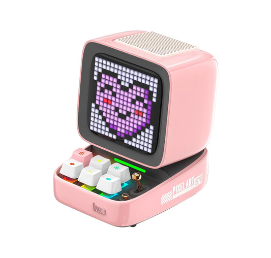 Divoom Ditoo-Pro Retro Pixel Art Game Bluetooth Speaker with 16X16 LED App Controlled Front Screen (Pink)