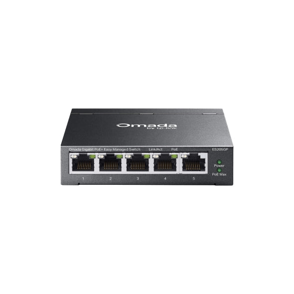 TP-Link Omada ES205GP 5-Port Gigabit Easy Managed Switch With 4 PoE+s 65W Budget Metal Housing Plug & Play Auto Recovery Isolation VLAN IGMP Snooping Central Cloud Management