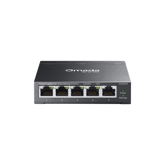 TP-Link Omada ES205GP 5-Port Gigabit Easy Managed Switch With 4 PoE+s 65W Budget Metal Housing Plug & Play Auto Recovery Isolation VLAN IGMP Snooping Central Cloud Management