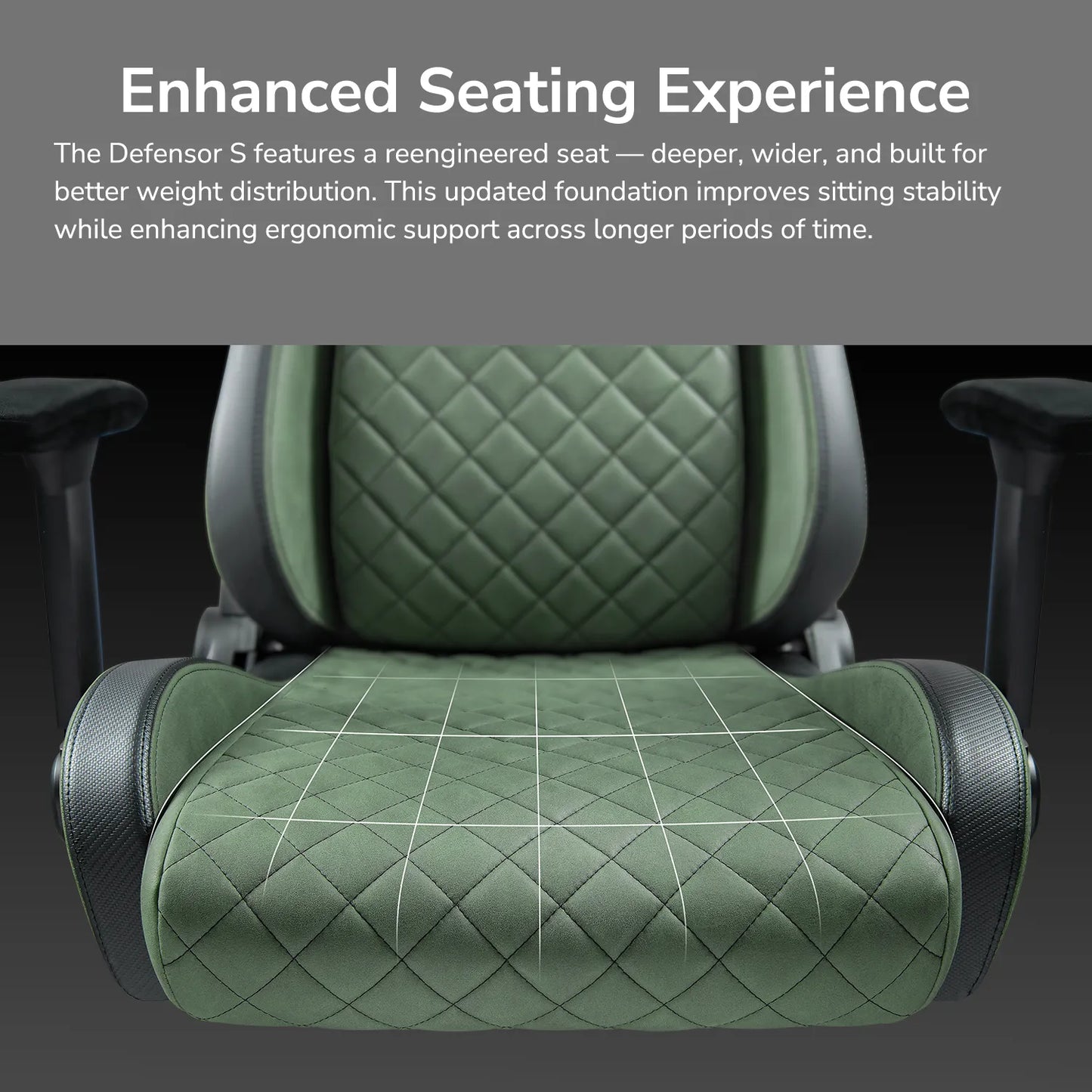 COUGAR Defensor S Gaming Chair Army Green F – PushBack Lumbar Support, 4D Folding Armrests, Magnetic Memory Foam Neck Pillow