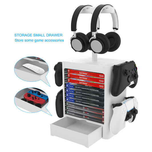 Controller Headset Stand Game Cd Storage Tower For Switch Ps5 Ps4 Xbox Series X