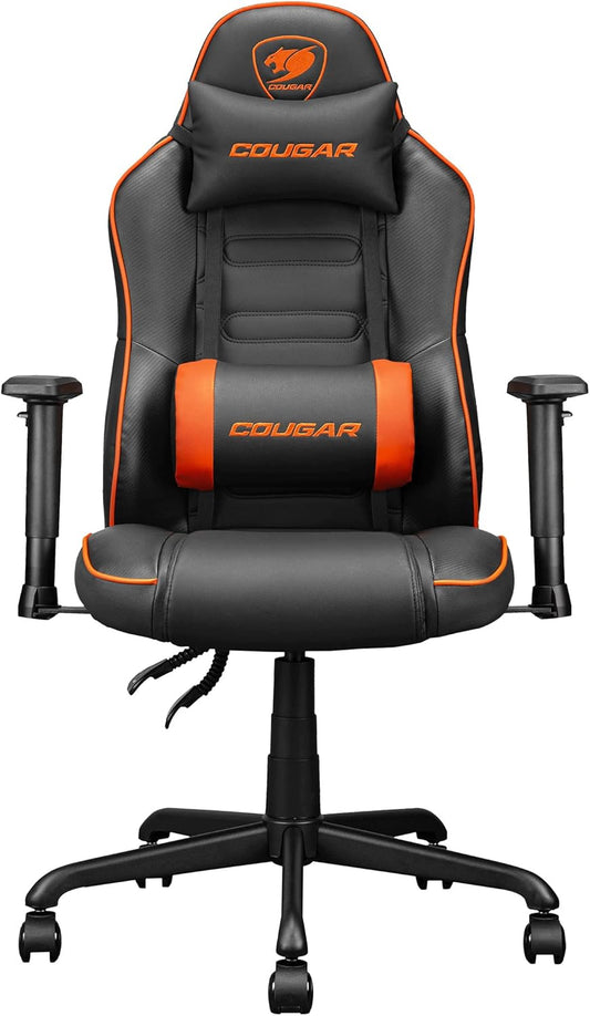 Cougar Fusion S Ergonomic Gaming Chair, PVC Faux Leathe - Orange Black