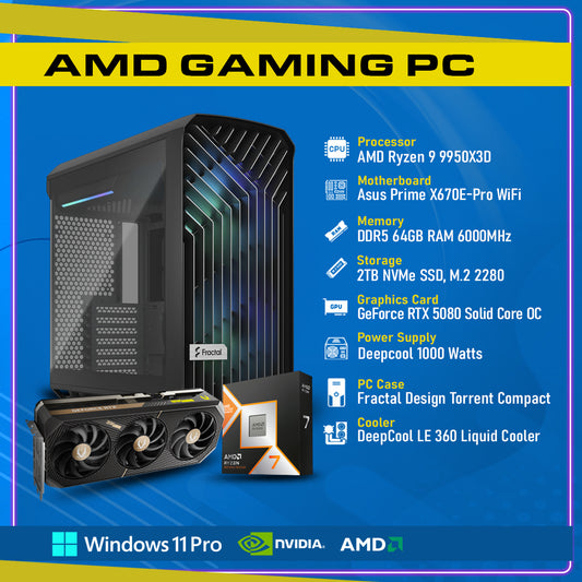 Advanced Gaming PC Nvidia RTX 5080 SOLID Core OC 16GB, AMD Ryzen 9950X3D, GC-P262