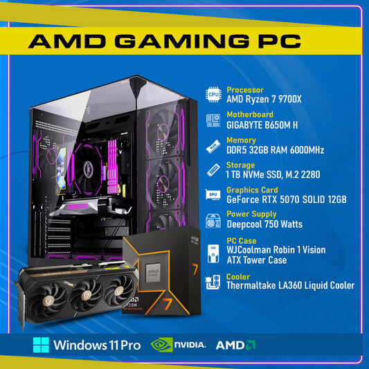 Powerfull Mid-Rage Gaming Build, GeForce RTX 5070 SOLID 12GB, Ryzen 7 9700X, GC-P270