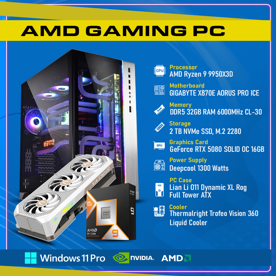 High-End Gaming Build, Ryzen 9 9950X3D, RTX 5080 SOLID OC White Edition, GC-P271