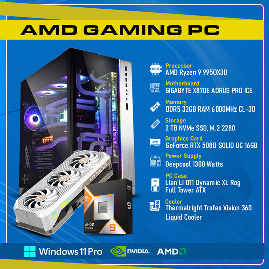 High-End Gaming Build, Ryzen 9 9950X3D, RTX 5080 SOLID OC White Edition, GC-P271