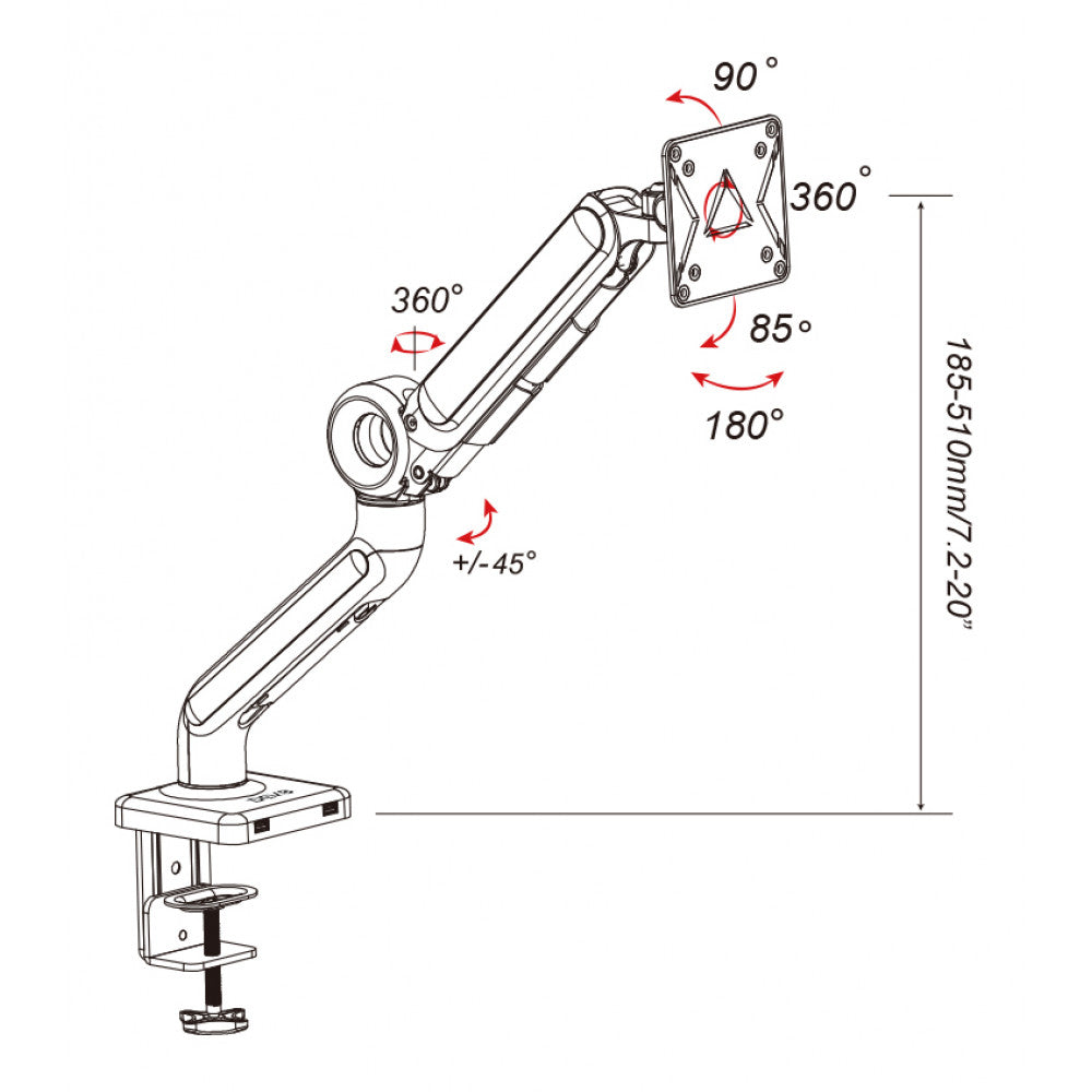 Devo Gaming Monitor Arm Flexi Pro 1-Black
