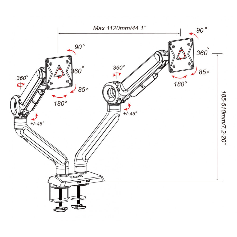 Devo Gaming Monitor Arm Flexi Pro 2-Black